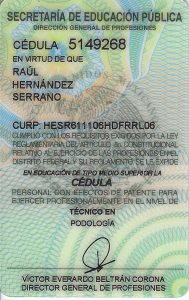 Cedula Raul Hernández-Podólogos-Certificados-2